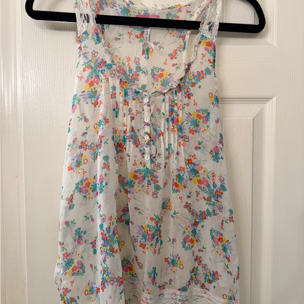 O'Neill White Floral Sleeveless Blouse